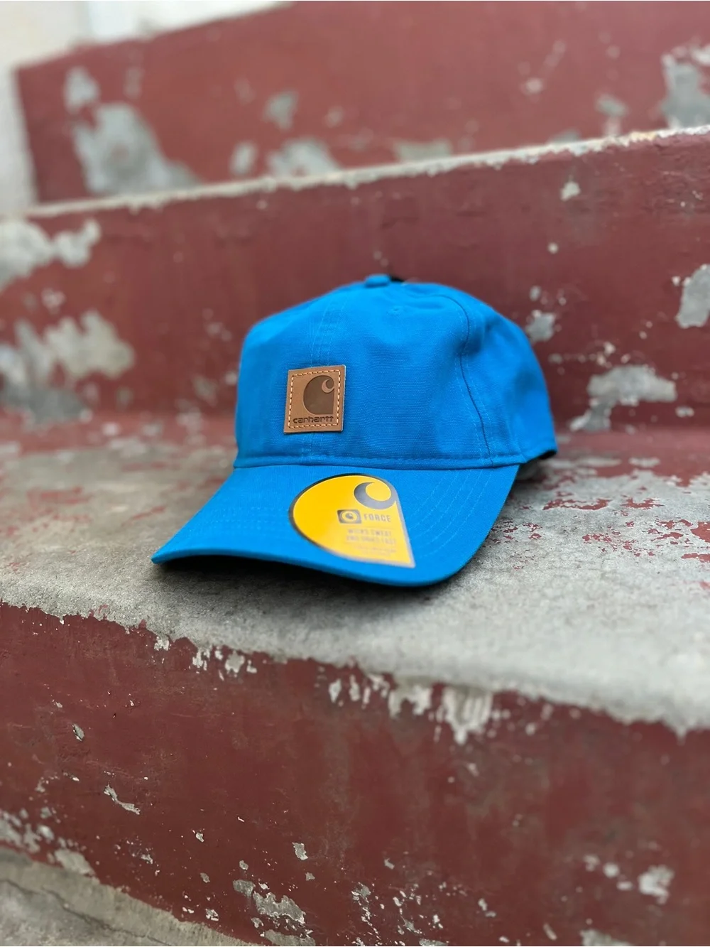 Carhartt Blue Canvas Cap with Leather Patch AH0289 NWT